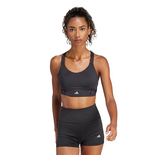 adidas Damen FASTIM L HS Bra Sport-BH, Schwarz und silberfarben, MAB von adidas