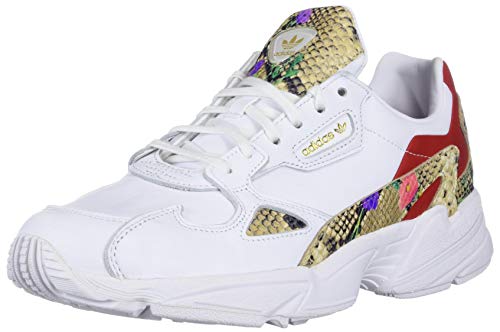 adidas Damen Falcon Sneaker, Weiß/Scarlet/Gold Metallic, 36 EU von adidas