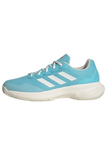 adidas Damen Gamecourt 2.0 Tennis Shoes-Low (Non Football), Light Aqua/Off White/Bright red, 36 2/3 EU von adidas