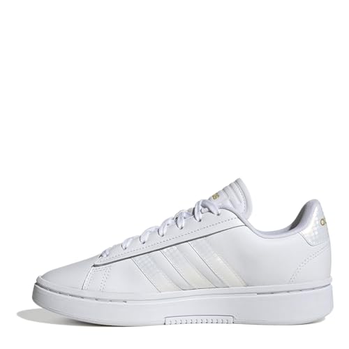 ADIDAS Damen Grand Court Alpha Sneaker, FTWR White/FTWR White/Gold met, 41 1/3 EU von adidas