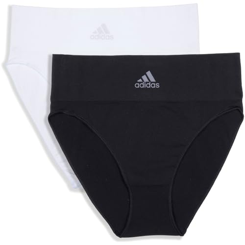 adidas Damen Höschen mit hohem Bein, nahtlos Slip, Schwarz/Weiß, M (2er Pack) von adidas