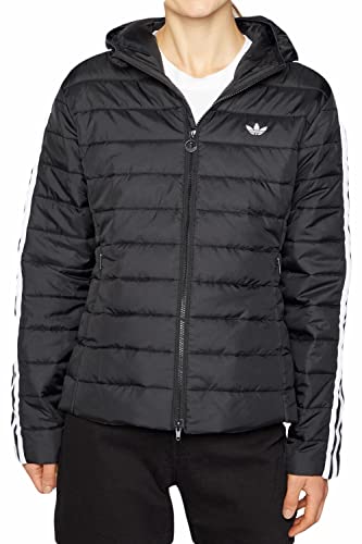 adidas Damen Hooded Premium Slim Jacke, schwarz/weiß, 44 von adidas