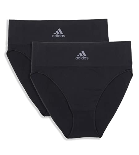 adidas Damen Nahtlose unterwäsche mit Hohem Bein Slip, Schwarz/Schwarz, L (2er Pack) von adidas