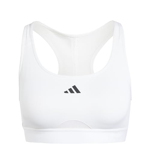 adidas Damen Powerreact Trainings Mittlerer Stützkraft Sport-BH, Undurchsichtige, Weiss/opulenter Garten, (X-Large) A/B von adidas