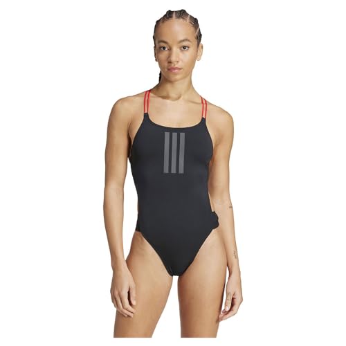 adidas Damen Ripstream 3-Stripes X-Back Swimsuit Bademode, Schwarz/Purrub, 48 von adidas