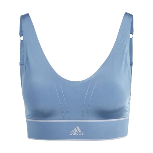 adidas Damen Seamless Plunge Bra Bustier, Blaugrau, XS von adidas