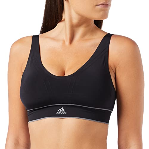 adidas Damen Seamless Plunge Bra Bustier, Schwarz, L von adidas