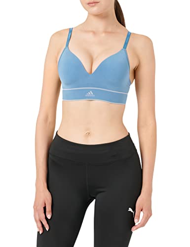 adidas Damen Seamless Wireless Bra Bustier, Blaugrau, L von adidas