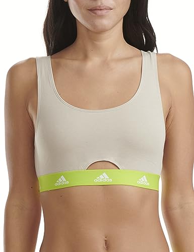 adidas Damen Sport Cotton Logo Scoop Bralette BH, beige, Large von adidas