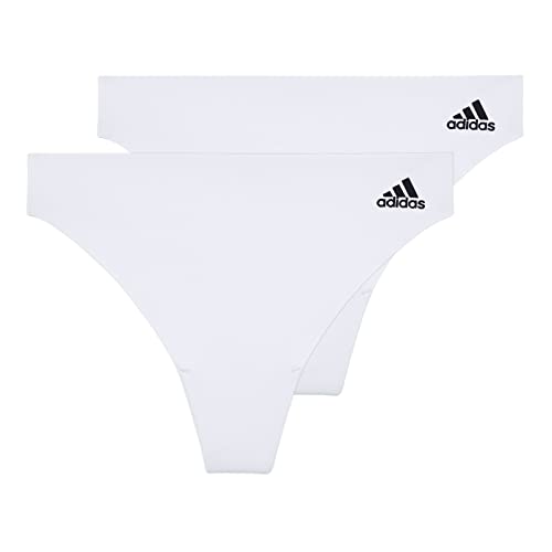 adidas Damen String Tanga Thong Active Micro Flex 2er Pack, Farbe:Weiß, Wäschegröße:M, Artikel:-100 White von adidas