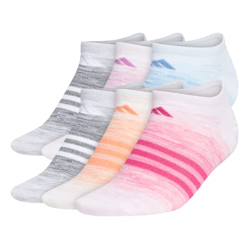 adidas Damen Superlite Space Dye No Show Socken (6 Paar), Bliss Pink/Clear Orange/Cool Light Heather, Medium von adidas