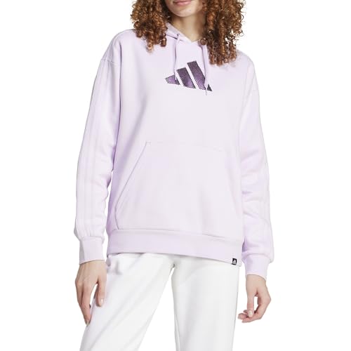 adidas Damen Sweatshirt mit Kapuze Holiday Graphic 3-Stripes Oversized Lila Größe L Code IW2753, violett, L von adidas