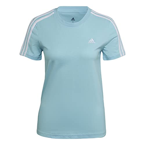 adidas Damen W 3s T T-Shirt, Blau/Weiß (Azugoz), L von adidas