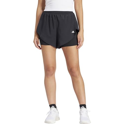 adidas Damen WTR D4T 2IN1SH Shorts, Schwarz und silberfarben, S von adidas