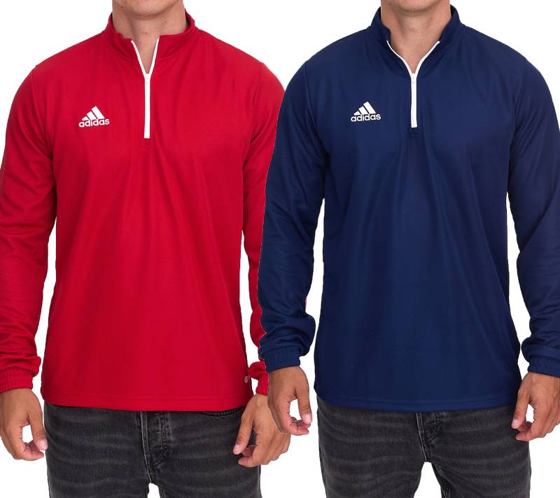 adidas Entrada 22 Halfzip Herren Trainings-Pullover nachhaltiges Sport-Shirt mit AEROREADY Technologie Rot oder Dunkelblau von adidas