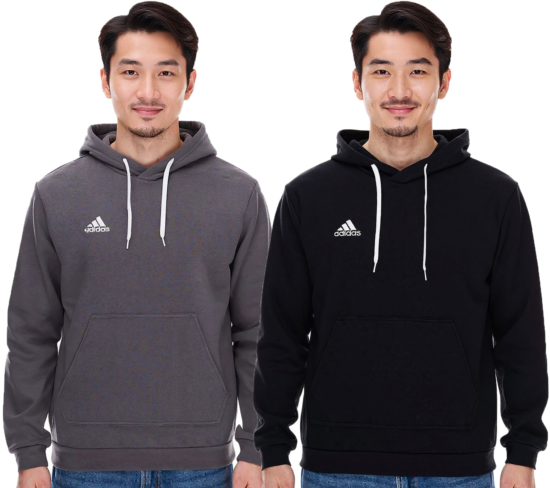 adidas Entrada 22 Hoody Herren Kapuzen-Pullover nachhaltiger Herren Baumwoll-Sweater mit Kängurutasche Hoodie Schwarz oder Grau von adidas