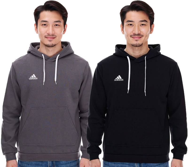 adidas Entrada 22 Hoody Herren Kapuzen-Pullover nachhaltiger Herren Baumwoll-Sweater mit Kängurutasche Hoodie Schwarz oder Grau von adidas