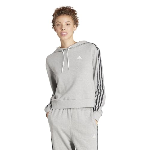 adidas Essentials 3-Streifen Animal Printed Relaxed Hoodie, Medium Grey Heather / Grey, M von adidas