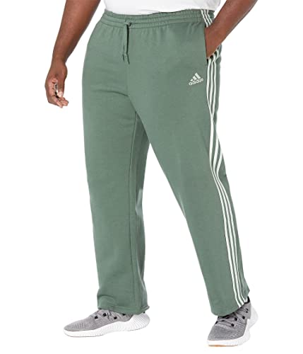 adidas Essentials 3-Stripes Fleece Open Hem Pants Green Oxide/Linen Green SM 30 von adidas