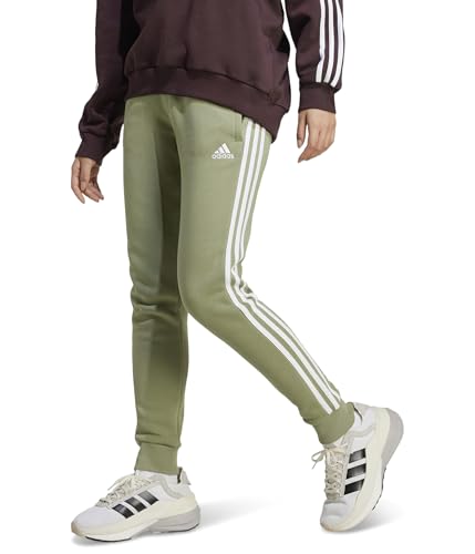 adidas Essentials Damen-Fleecehose mit 3 Streifen, Zeltgrün, L von adidas