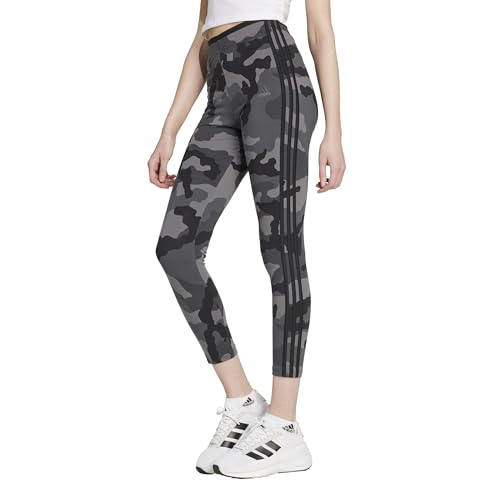 adidas Essentials Damen-Leggings, 3-Streifen, Camouflage-Druck, 7/8-Länge, Schwarz, M von adidas