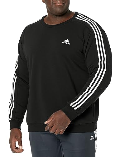 adidas Essentials Herren-Fleece-Sweatshirt mit 3 Streifen, Schwarz, Größe 4XL, Schwarz, 4X-Large von adidas