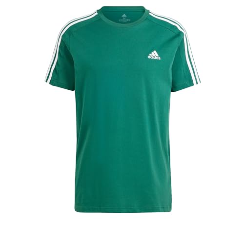 adidas Essentials Herren-T-Shirt, Single Jersey, 3 Streifen, Collegiate Green/Green, M von adidas