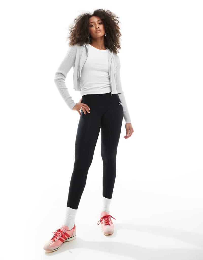 adidas Essentials - Linear - Baumwoll-Leggings in Schwarz/Weiß von adidas performance