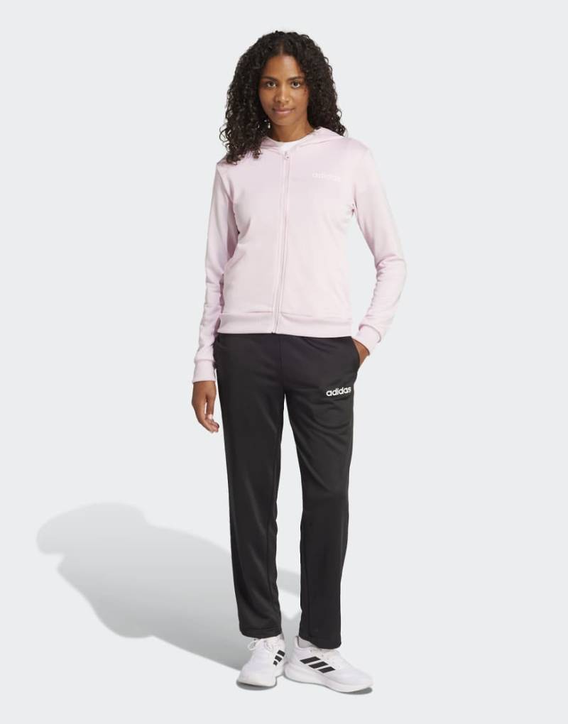 adidas Essentials - Trainingsanzug in klarem Rosa mit linearem Detail von adidas