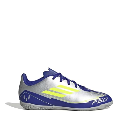 adidas F50 Club Football Boots Indoor Sneaker, Silver met./SOLAR Yellow/Lucid Blue, 23 EU von adidas