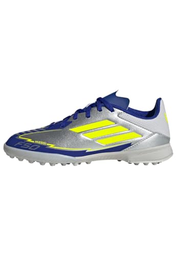 adidas F50 League Football Boots Turf Sneaker, Silver met./SOLAR Yellow/Lucid Blue,36 2/3 EU von adidas