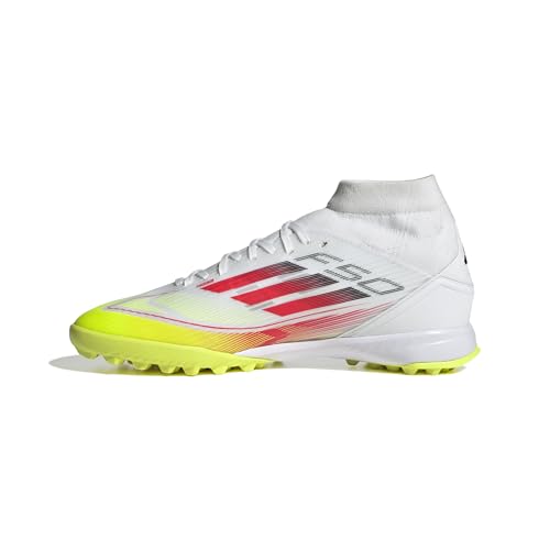adidas Damen F50 League Mid Football Boots Turf Women Fußballschuhe, Cloud White/Lucid Red/Solar Yellow von adidas