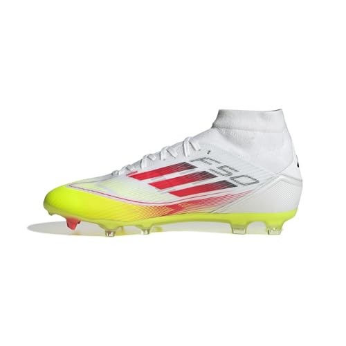 adidas Damen F50 League Mid Football Boots FG/MG Women Fußballschuhe, Cloud White/Lucid Red/Solar Yellow von adidas