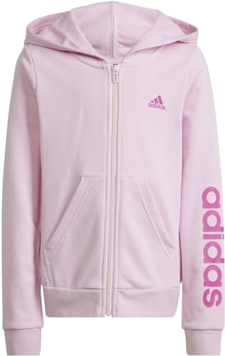 adidas Girl's Essentials Linear Logo Full-Zip Hoodie, Clear pink/semi Lucid Fuchsia, 14-15 Years von adidas