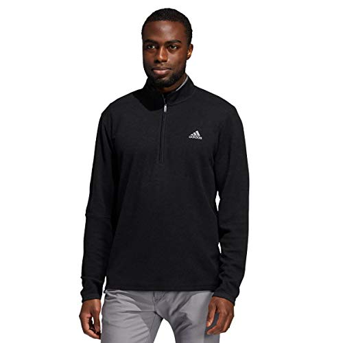 Adidas Golf Herren DREI Streifen 1/4 Zip Logo Sweater - Schwarz Mel - S von adidas