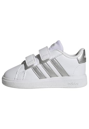 adidas Grand Court Lifestyle Hook and Loop Shoes Tennisschuhe, White/Matte Silver/Matte Silver, 26 EU von adidas