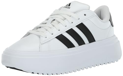 adidas Grand Court Plateau-Sneaker für Damen, Weiß/Schwarz/Schwarz, 7.5 US von adidas