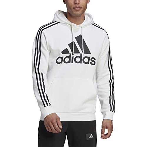 adidas Herren 3-Streifen Fleece Kapuzenpullover, Weiß-Schwarz, 4X-Large von adidas