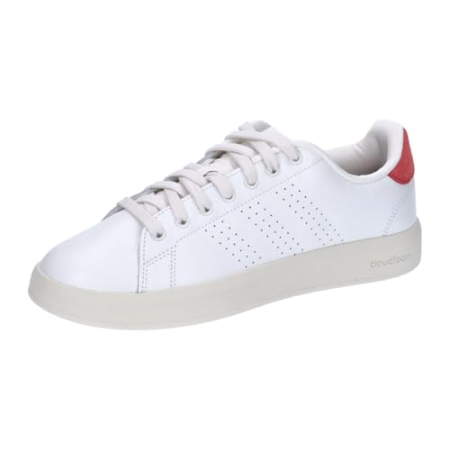 adidas Herren Advantage Premium Leather Shoes Sneakers, Core White Core White Bright Red, 38 EU von adidas