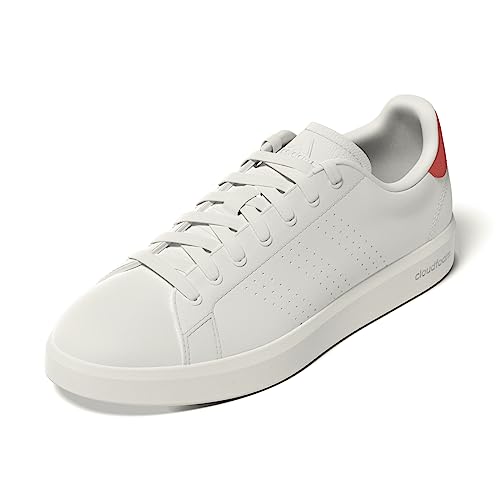 adidas Herren Advantage Premium Leather Shoes Sneakers, Core White Core White Bright Red, 42 2/3 EU von adidas