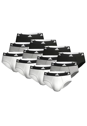 adidas Herren Basic Brief Slips Unterhose Pant Unterwäsche 12er Pack, Farbe:Black/White/Grey, Bekleidungsgröße:M von adidas