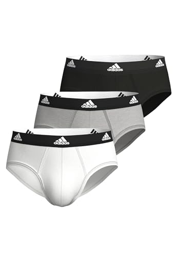 adidas Herren Basic Brief Slips Unterhose Pant Unterwäsche 3er Pack, Farbe:Black/White/Grey, Bekleidungsgröße:M von adidas