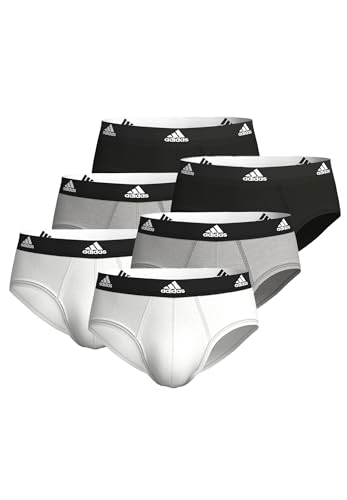 adidas Herren Basic Brief Slips Unterhose Pant Unterwäsche 6er Pack, Farbe:Black/White/Grey, Bekleidungsgröße:L von adidas
