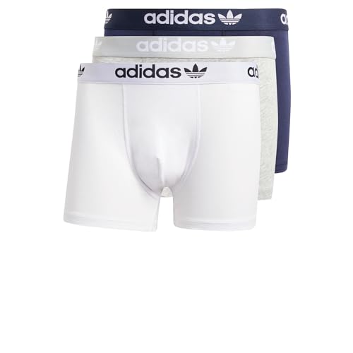 adidas - Herren Boxershorts - Atmungsaktive Baumwolle - 3-Stück (Grau, Blau, Weiß XXL) von adidas