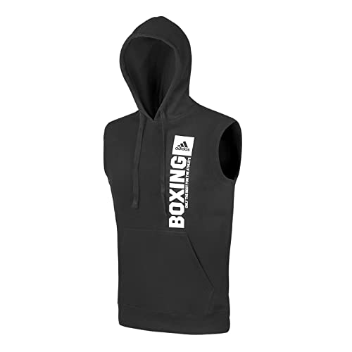 adidas Herren Community Vertical Hoody Sleeveless Boxing Kapuzenpullover ärmellos, Schwarz/Weiß, L von adidas