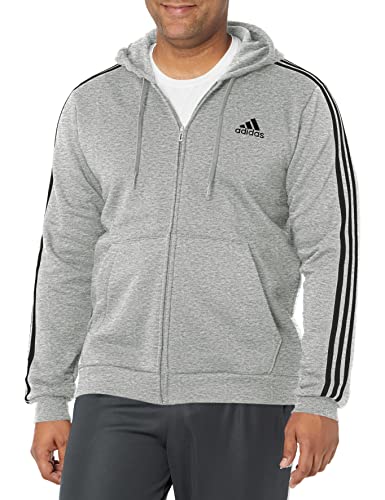 adidas Herren Essentials Fleece 3-Streifen Full-Zip Hoodie, Mittelgrau meliert, 4X-Large von adidas