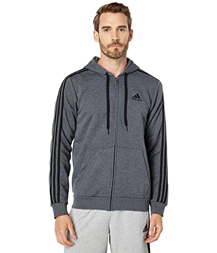 adidas Herren Essentials Fleece 3-Streifen Full Zip Hoodie Jacke, grau dunkel meliert, X-Large adidas Herren Essentials Fleece 3-Streifen Full Zip Hoodie Jacke, grau dunkel meliert, X-Large von adidas