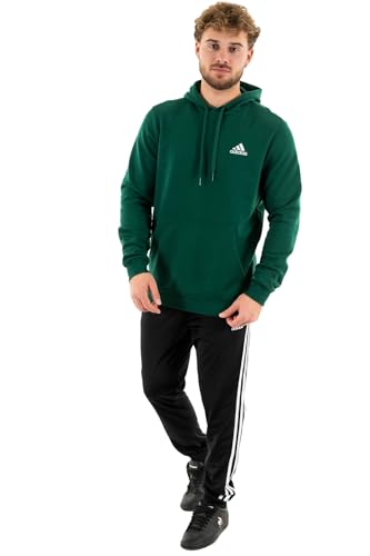 adidas Herren Essentials Fleece Kapuzensweatshirt, Collegiate Green, M von adidas