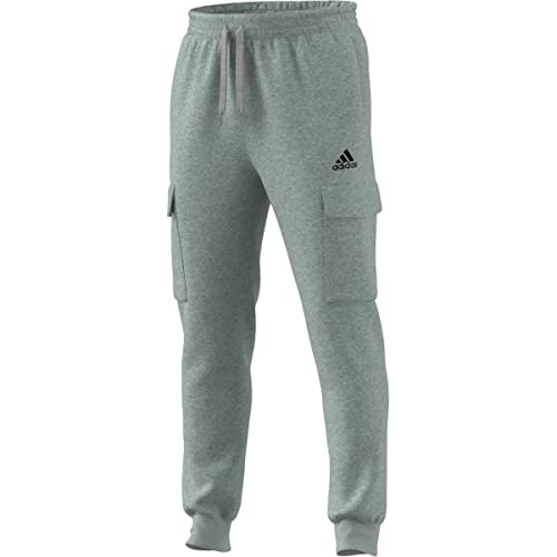 adidas Herren Essentials Fleece Regular Tapered Cargohose, Medium Grey Heather-black, XX-Large Hoch von adidas