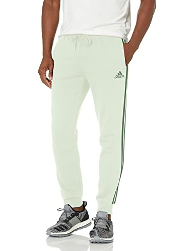 adidas Herren Essentials Fleece Tapered Cuff 3-Streifen Hose, Leinen-Grün/Grün-Oxid, X-Large Hoch von adidas